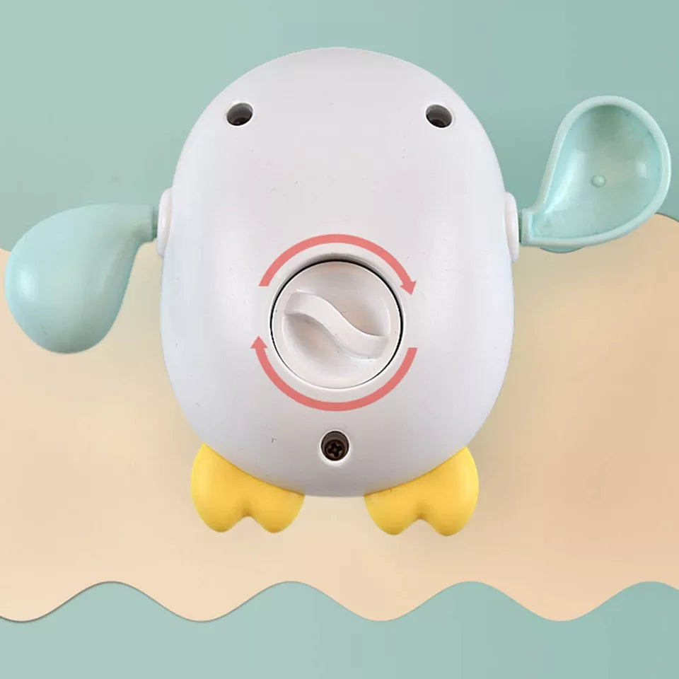 van Theo® - Badspeeltje Pinguin - Opwindbaar Badspeelgoed - Water Speelgoed voor in Bad - Mint Groen - Vanaf 1 jaar