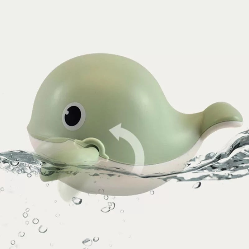 van Theo® - Badspeeltje Walvis - Opwindbaar Badspeelgoed - Water Speelgoed voor in Bad - Mint Groen - Vanaf 1 jaar