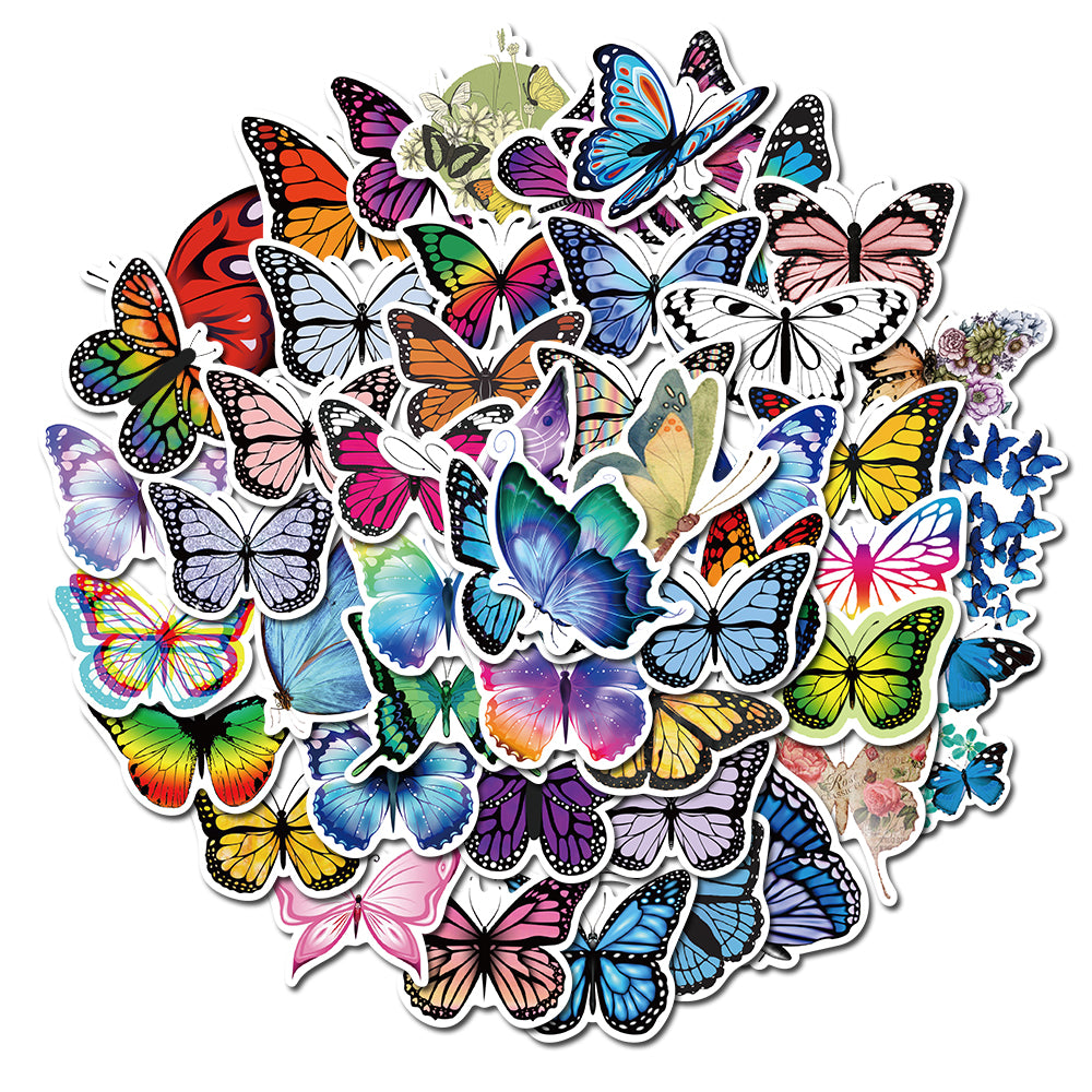 Vlinder Stickers - Natuur Outdoor - set 50 stuks - Laptop Stickers - Stickervellen
