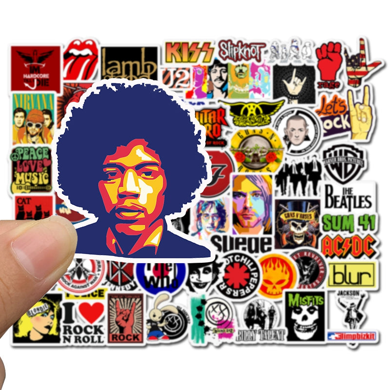 Oldschool Rock Stickers - Muziek - set 50 stuks - Laptop Stickers - Stickervellen