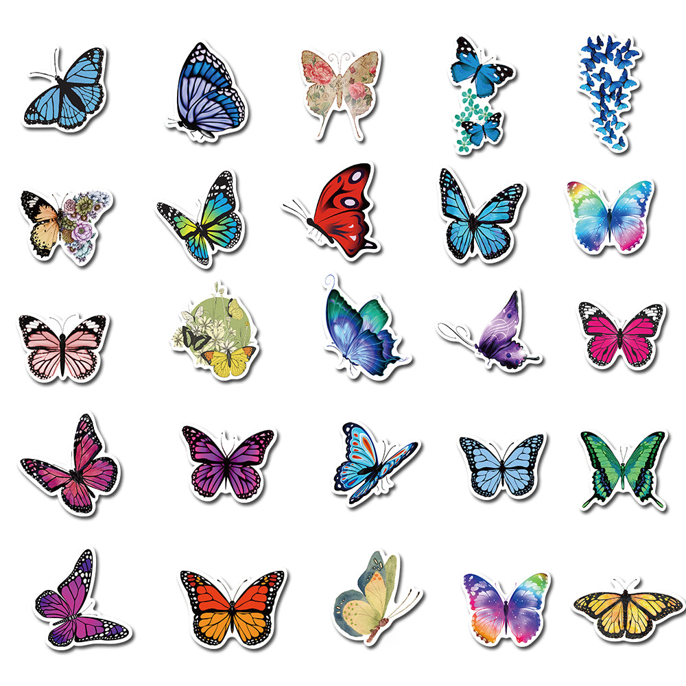 Vlinder Stickers - Natuur Outdoor - set 50 stuks - Laptop Stickers - Stickervellen