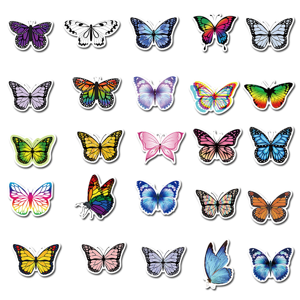 Vlinder Stickers - Natuur Outdoor - set 50 stuks - Laptop Stickers - Stickervellen