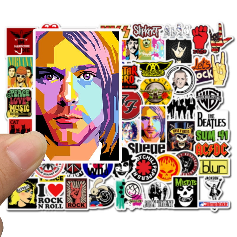 Oldschool Rock Stickers - Muziek - set 50 stuks - Laptop Stickers - Stickervellen