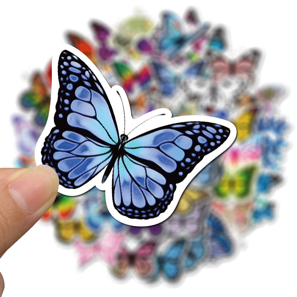 Vlinder Stickers - Natuur Outdoor - set 50 stuks - Laptop Stickers - Stickervellen