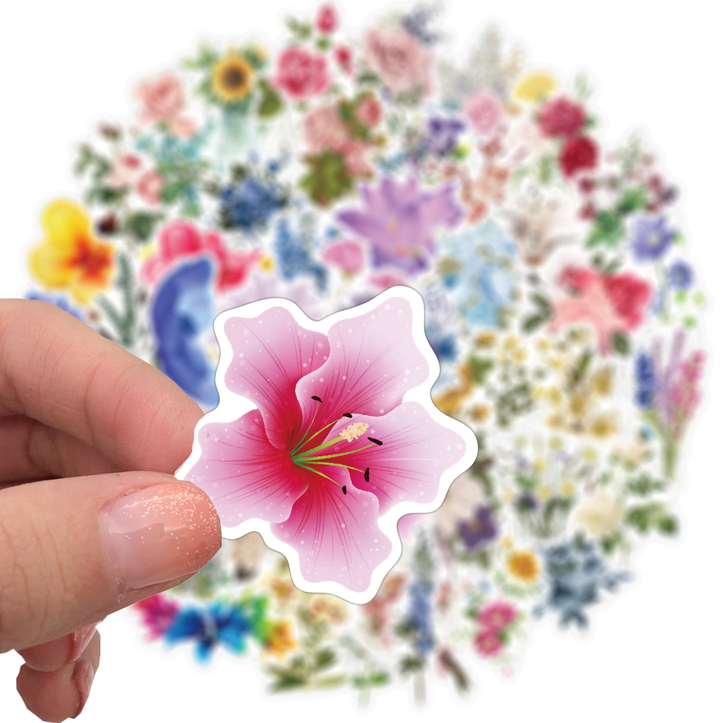 Bloemen Stickers - set 50 stuks - Versiering Laptop Stickers - Stickervellen