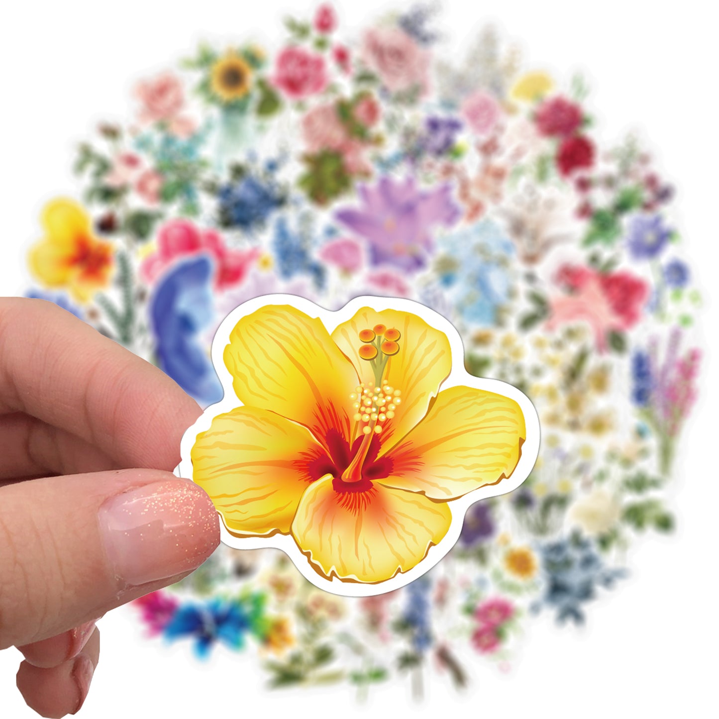 Bloemen Stickers - set 50 stuks - Versiering Laptop Stickers - Stickervellen