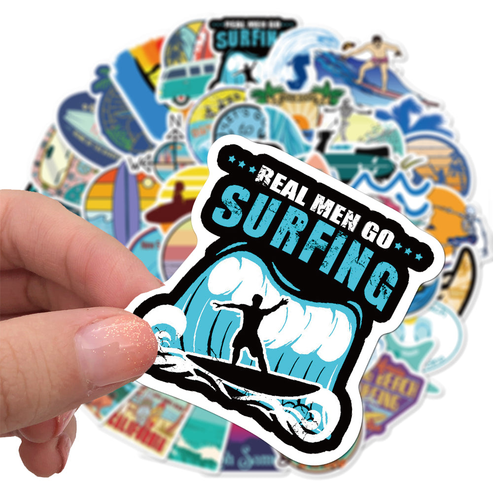 Surfing Stickers - Beach & Summer - set 50 stuks - Laptop Stickers - Stickervellen