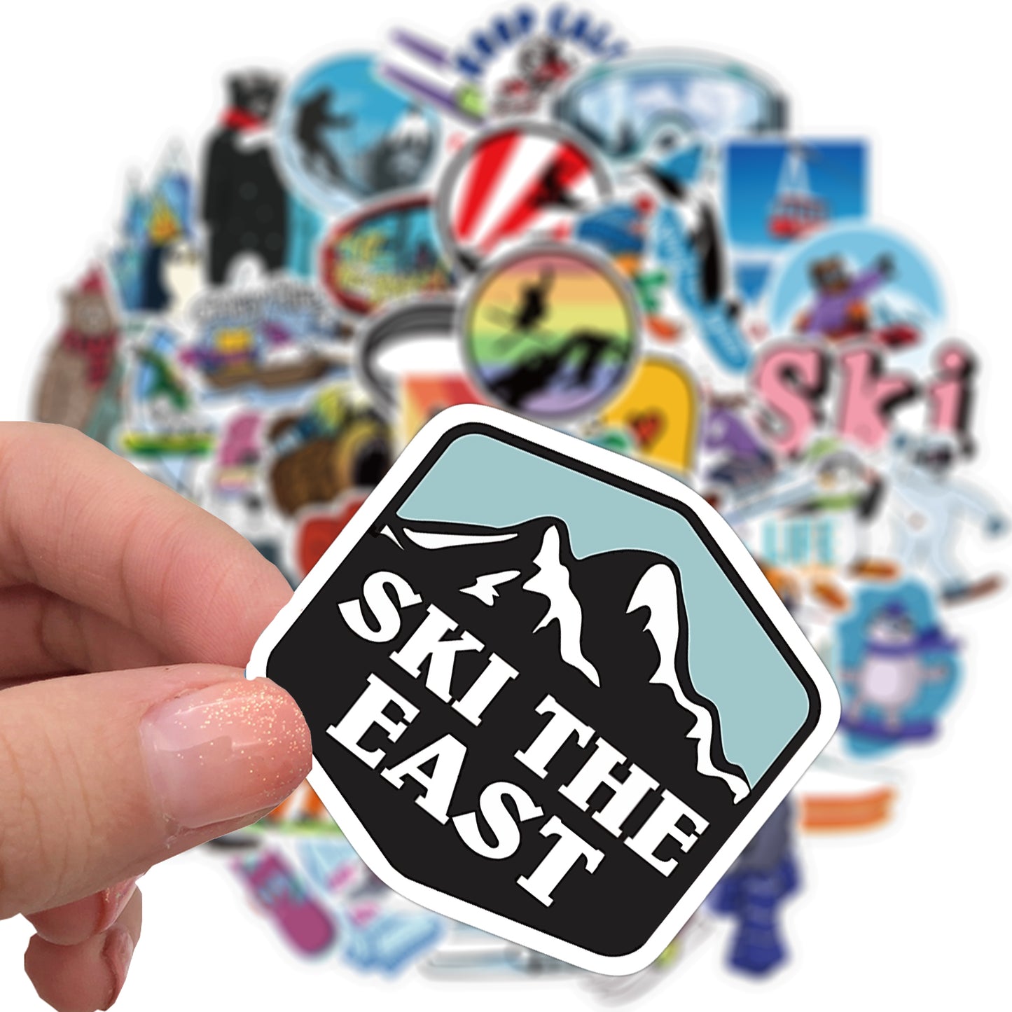 Wintersport Ski & Snowboard Stickers - Sneeuwpret - set 50 stuks - Laptop Stickers - Stickervellen