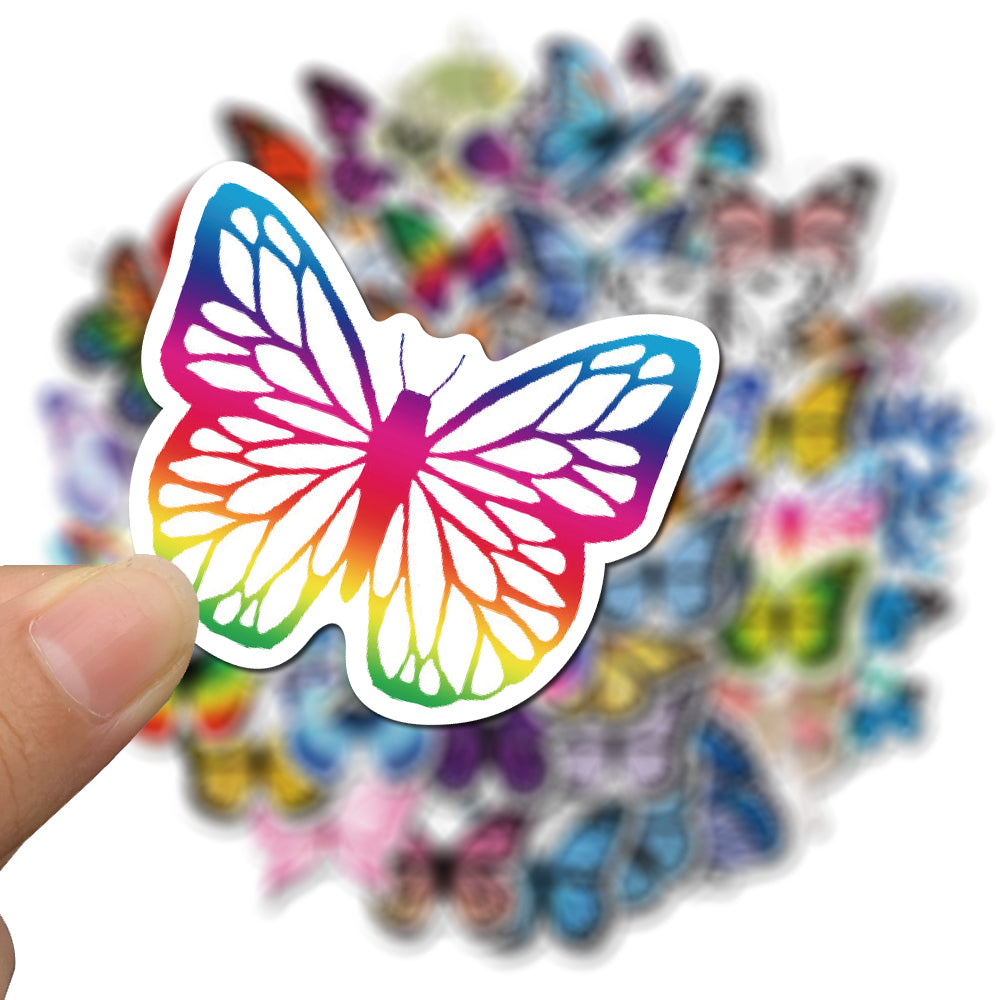 Vlinder Stickers - Natuur Outdoor - set 50 stuks - Laptop Stickers - Stickervellen