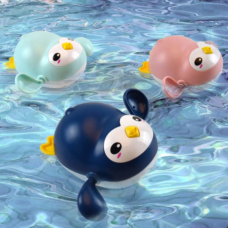 van Theo® - Badspeeltje Pinguin - Opwindbaar Badspeelgoed - Water Speelgoed voor in Bad - Blauw - Vanaf 1 jaar
