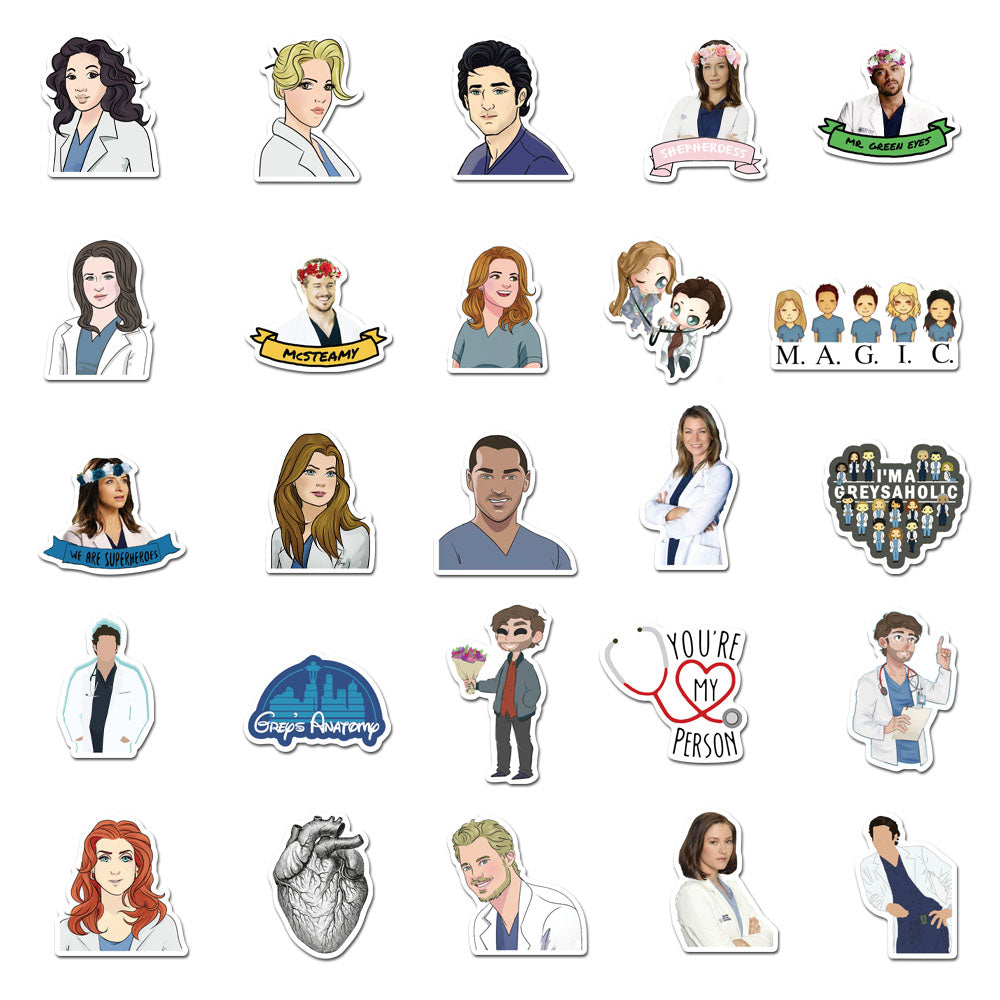 Grey's Anatomy Stickers - set 50 stuks - Laptop Stickers - Stickervellen