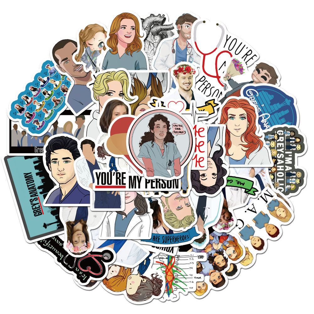 Grey's Anatomy Stickers - set 50 stuks - Laptop Stickers - Stickervellen
