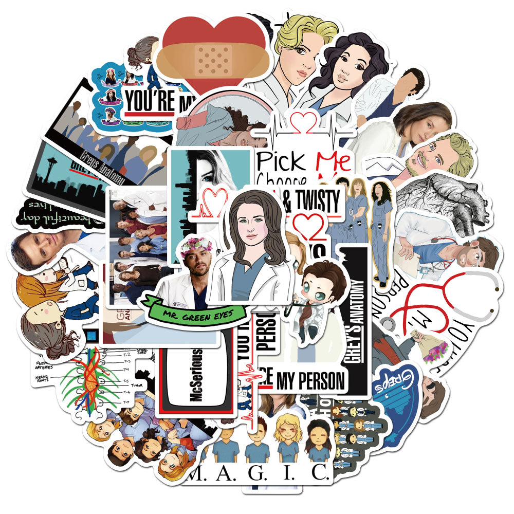 Grey's Anatomy Stickers - set 50 stuks - Laptop Stickers - Stickervellen