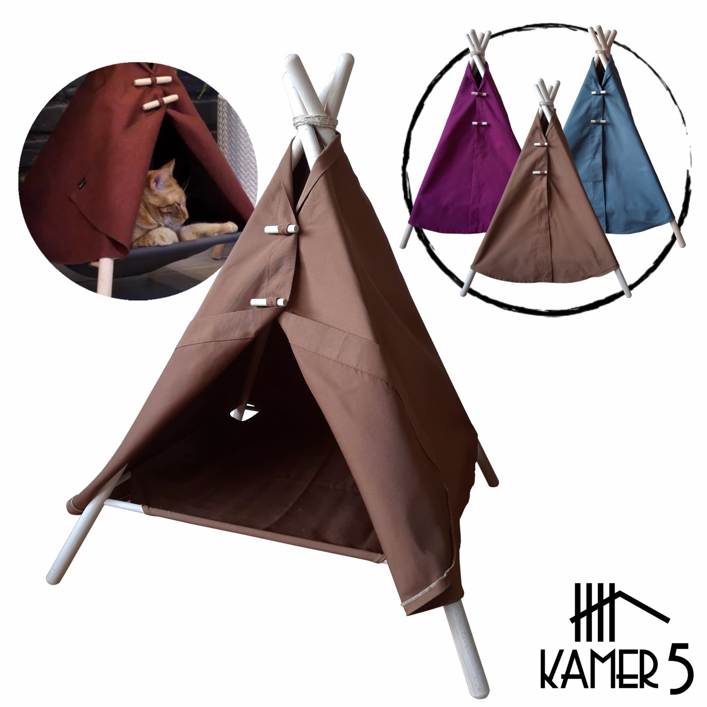Kattenmand Oxford Luxury Tipi Tent - Kattenbed Antraciet-Grijs