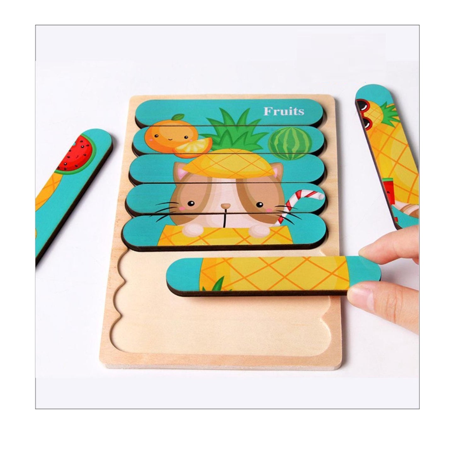 Houten Puzzel - Dubbelzijdige Kinderpuzzels - Set 4-in-1 - Montessori Speelgoed - Set Dieren