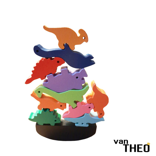 Stapeldiertjes Dino's – Houten blokken – Balansspel – Duurzaam Speelgoed – Stapelblokken - Dieren