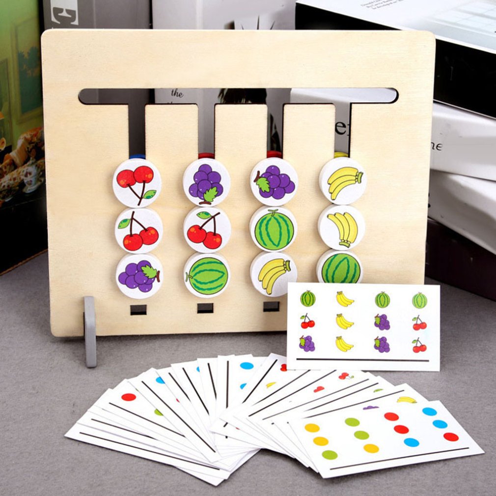 van Theo® Schuifspel - Hout - Logisch denken - Puzzel - Auto - Kleuren en Vormen - Spel voor Onderweg