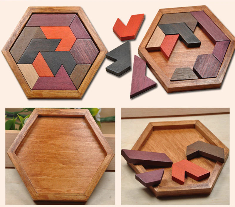 Houten Puzzel - Tangram Mini Hexagon - Smartgames - Breinbreker - Vormen Puzzel - Kinderspeelgoed - Educatief Speelgoed - Vanaf 3 jaar