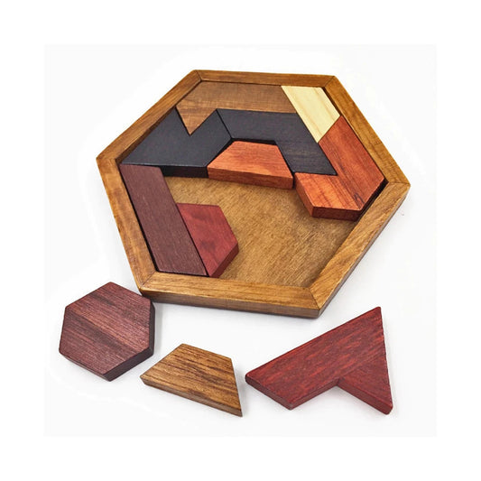 Houten Puzzel - Tangram Mini Hexagon - Smartgames - Breinbreker - Vormen Puzzel - Kinderspeelgoed - Educatief Speelgoed - Vanaf 3 jaar