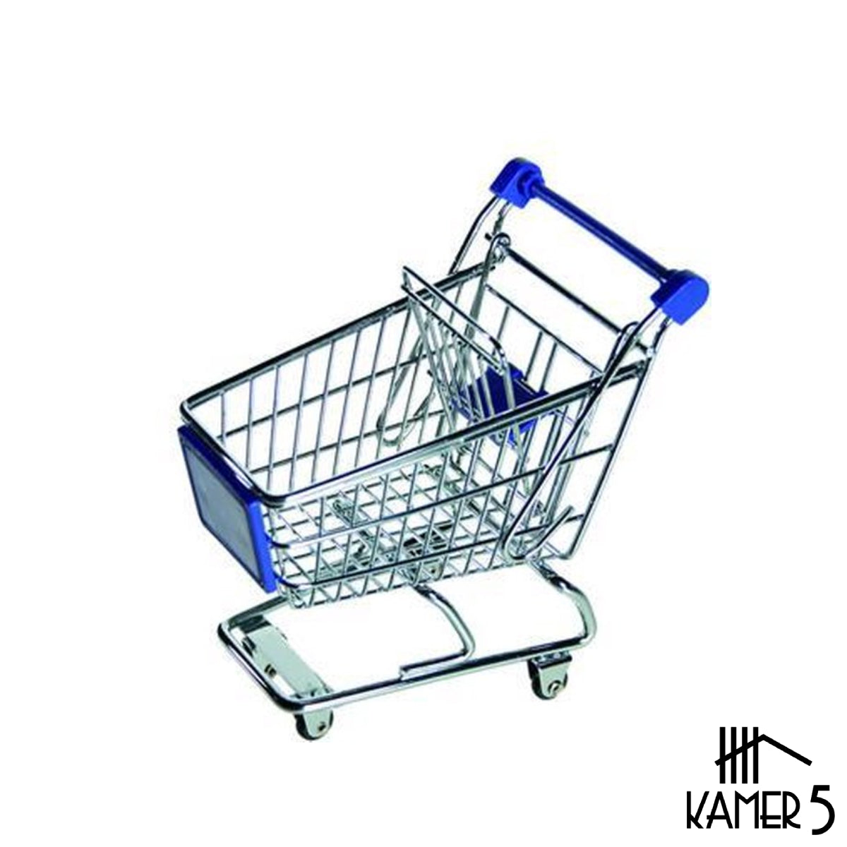 Mini winkelwagentje - Blauw 14 cm - Speelgoed Boodschappenwagen