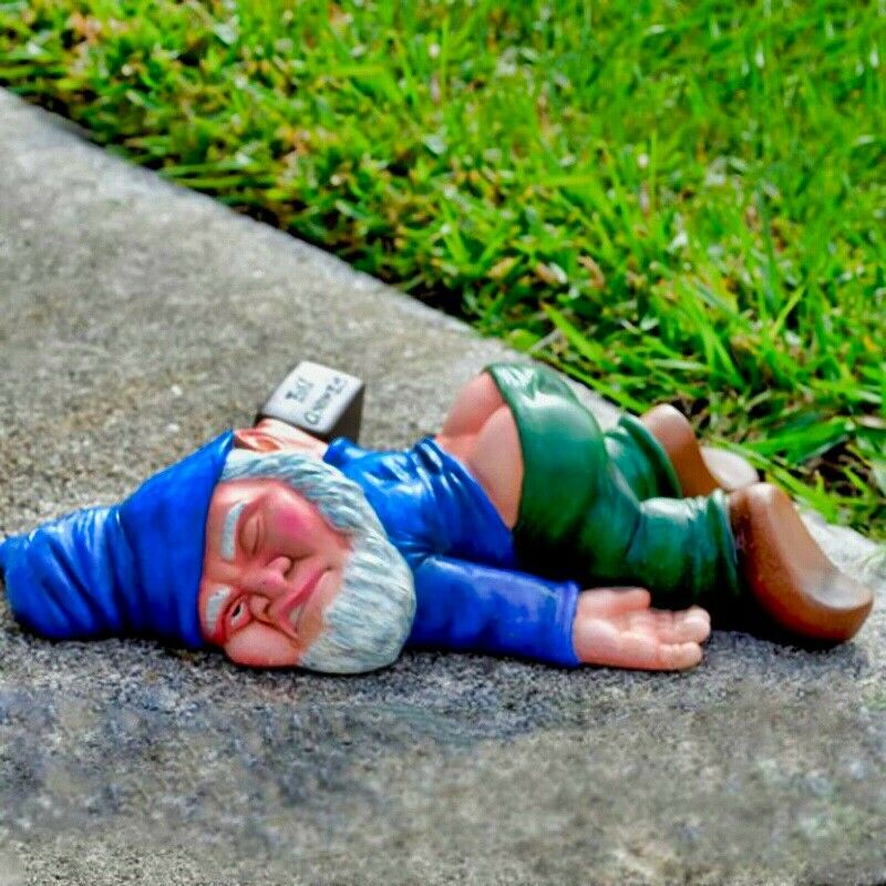 Dronken Tuinkabouter Klein - 15 cm - Blauw