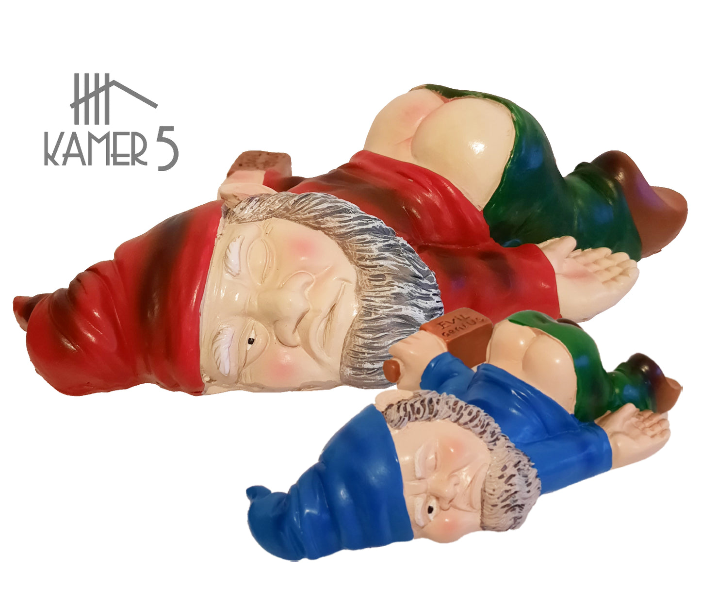 Dronken Tuinkabouter - Set 2 stuks - Groot en klein