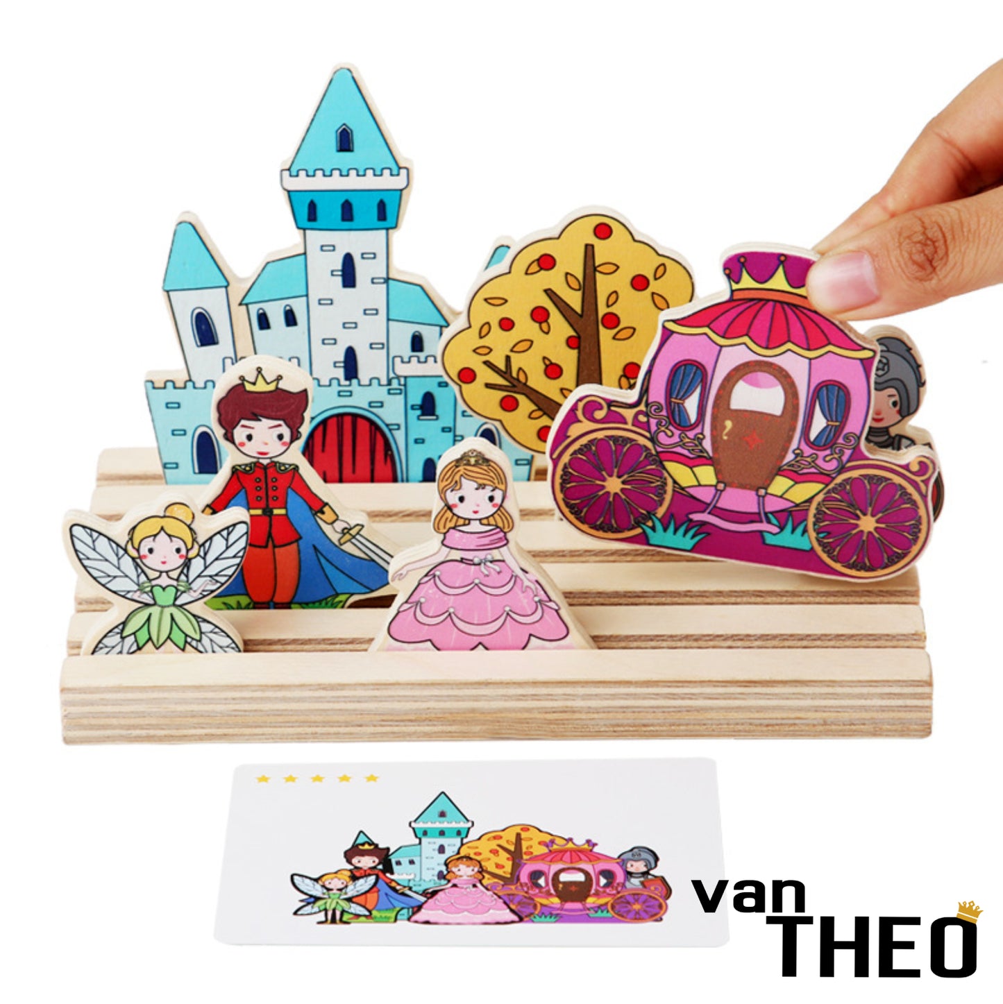 van Theo® Diepte Puzzel - Prinsen & Prinsessen - Houten Puzzel - Smartgames - Speelgoed 3 jaar
