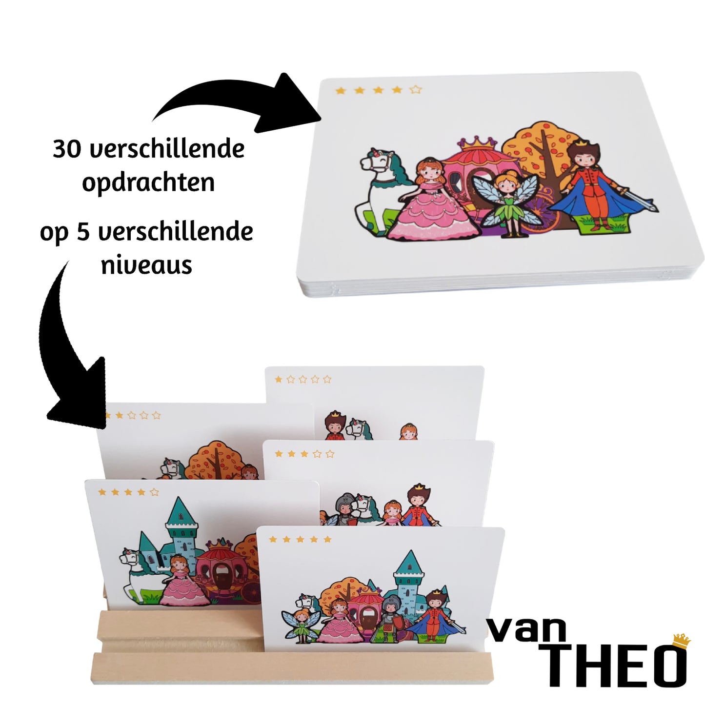van Theo® Diepte Puzzel - Prinsen & Prinsessen - Houten Puzzel - Smartgames - Speelgoed 3 jaar