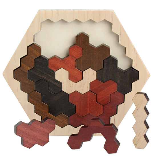 Houten Puzzel - Tangram Hexagon - Smartgames - Breinbreker - Vormen Puzzel - Kinderspeelgoed - Educatief Speelgoed - Vanaf 3 jaar