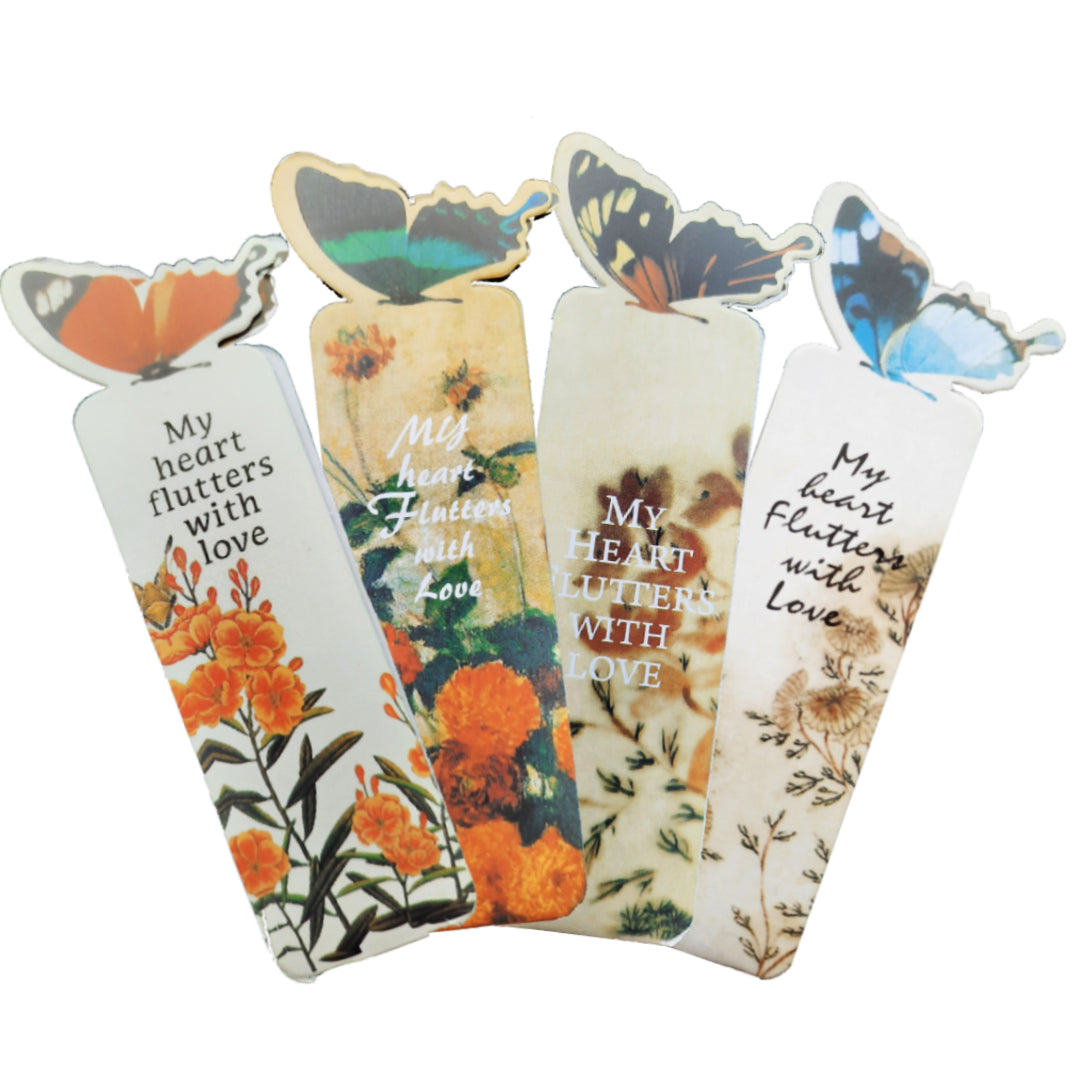 van Theo® Boekenlegger Vlinder & Bloem – Bladwijzer - Bookmark – Kaartje – Classic - Kleine Cadeautjes