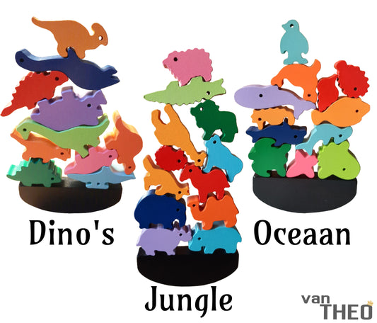 Stapeldiertjes Totaal Set – Houten blokken – Balansspel – Duurzaam Speelgoed – Stapelblokken - Dieren