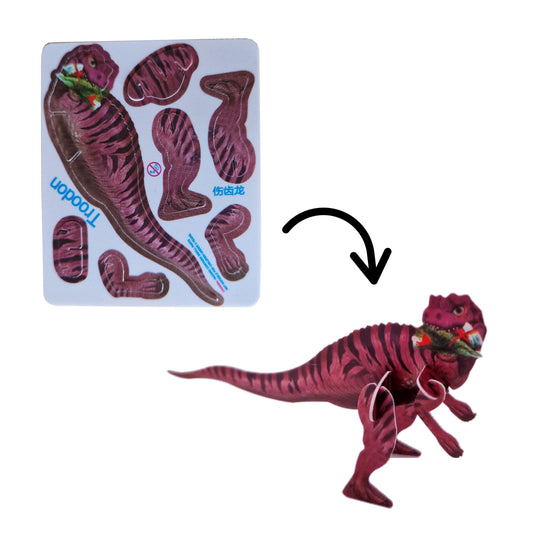 Dinosaurus Speelgoed - Mini bouwpuzzel 7-delig - Trodon Rood