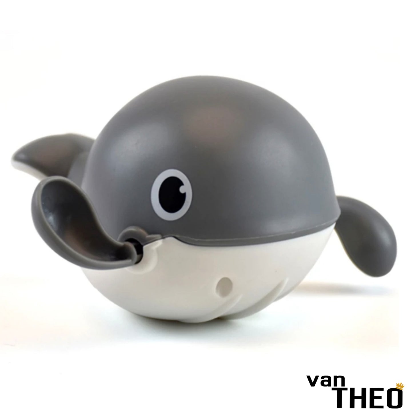 van Theo® - Badspeeltje Walvis - Opwindbaar Badspeelgoed - Speelgoed voor in Bad - Grijs - Vanaf 1 jaar