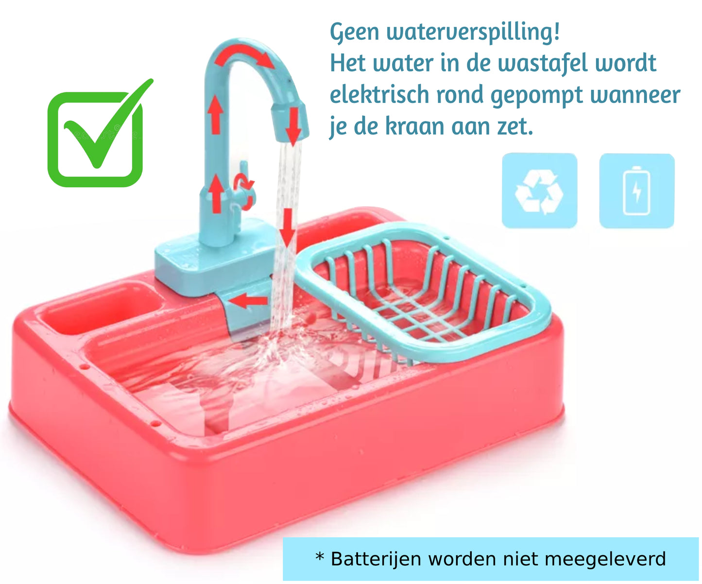 Vogelspeelgoed - Vogelbadje met Douche - Elektrische Wastafel - Blauw