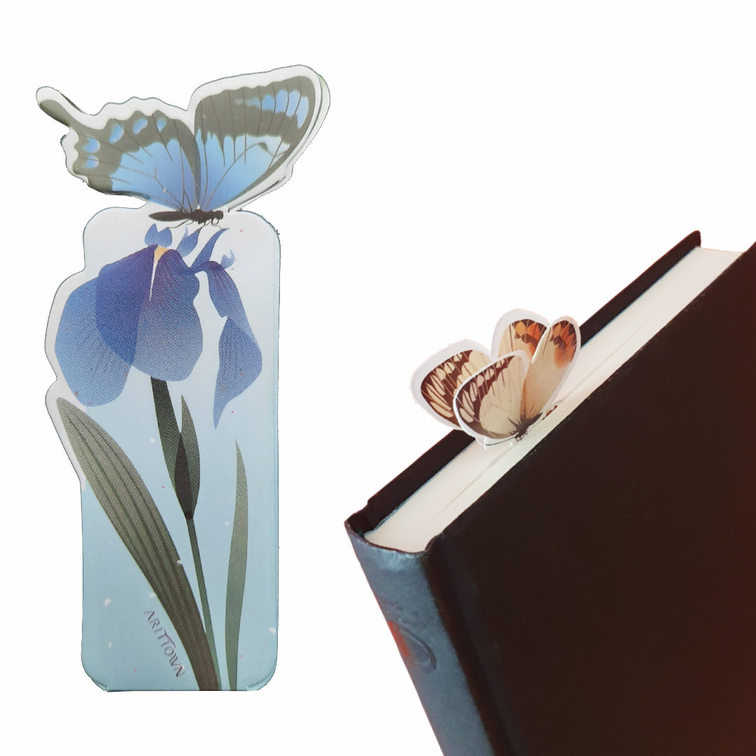 van Theo® Boekenlegger Vlinder & Bloem – Bladwijzer - Bookmark – Kaartje - Kleine Cadeautjes