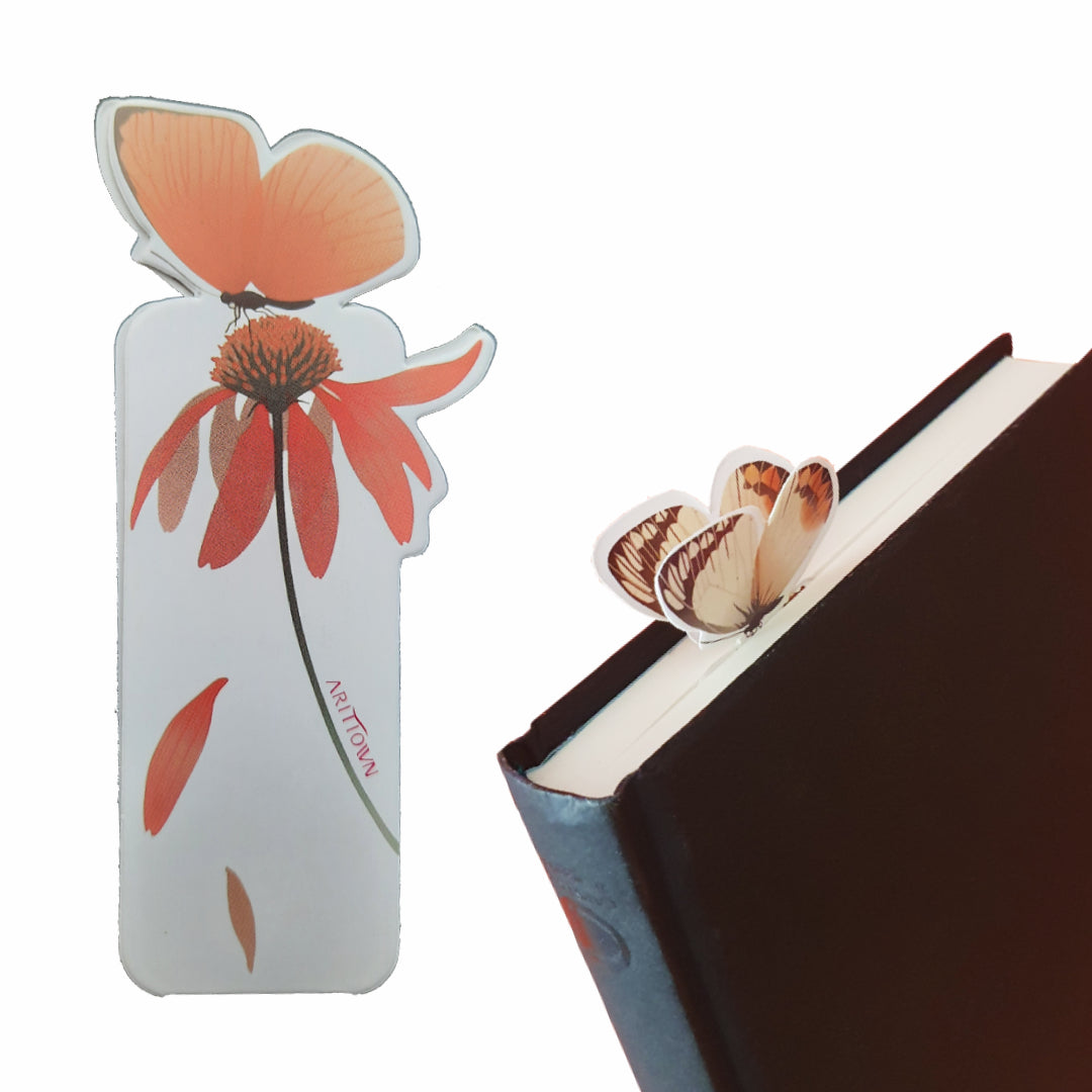 van Theo® Boekenlegger Vlinder & Bloem – Bladwijzer - Bookmark – Kaartje - Kleine Cadeautjes
