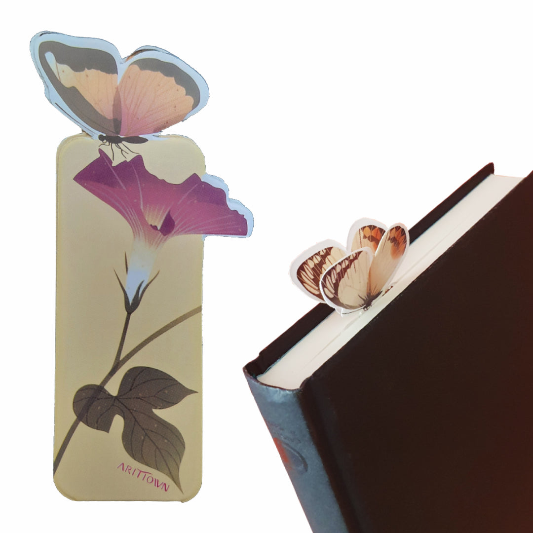 van Theo® Boekenlegger Vlinder & Bloem – Bladwijzer - Bookmark – Kaartje - Kleine Cadeautjes