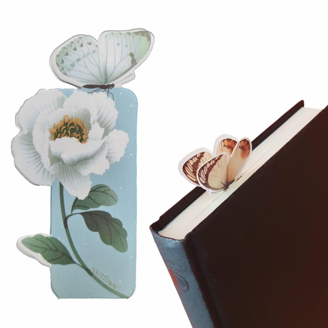 van Theo® Boekenlegger Vlinder & Bloem – Bladwijzer - Bookmark – Kaartje - Kleine Cadeautjes
