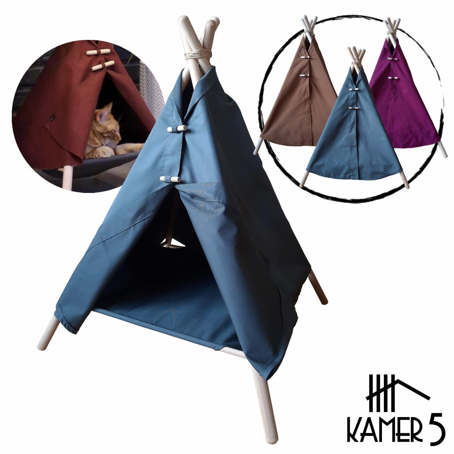 Kattenmand Oxford Luxury Tipi Tent - Kattenbed Antraciet-Grijs