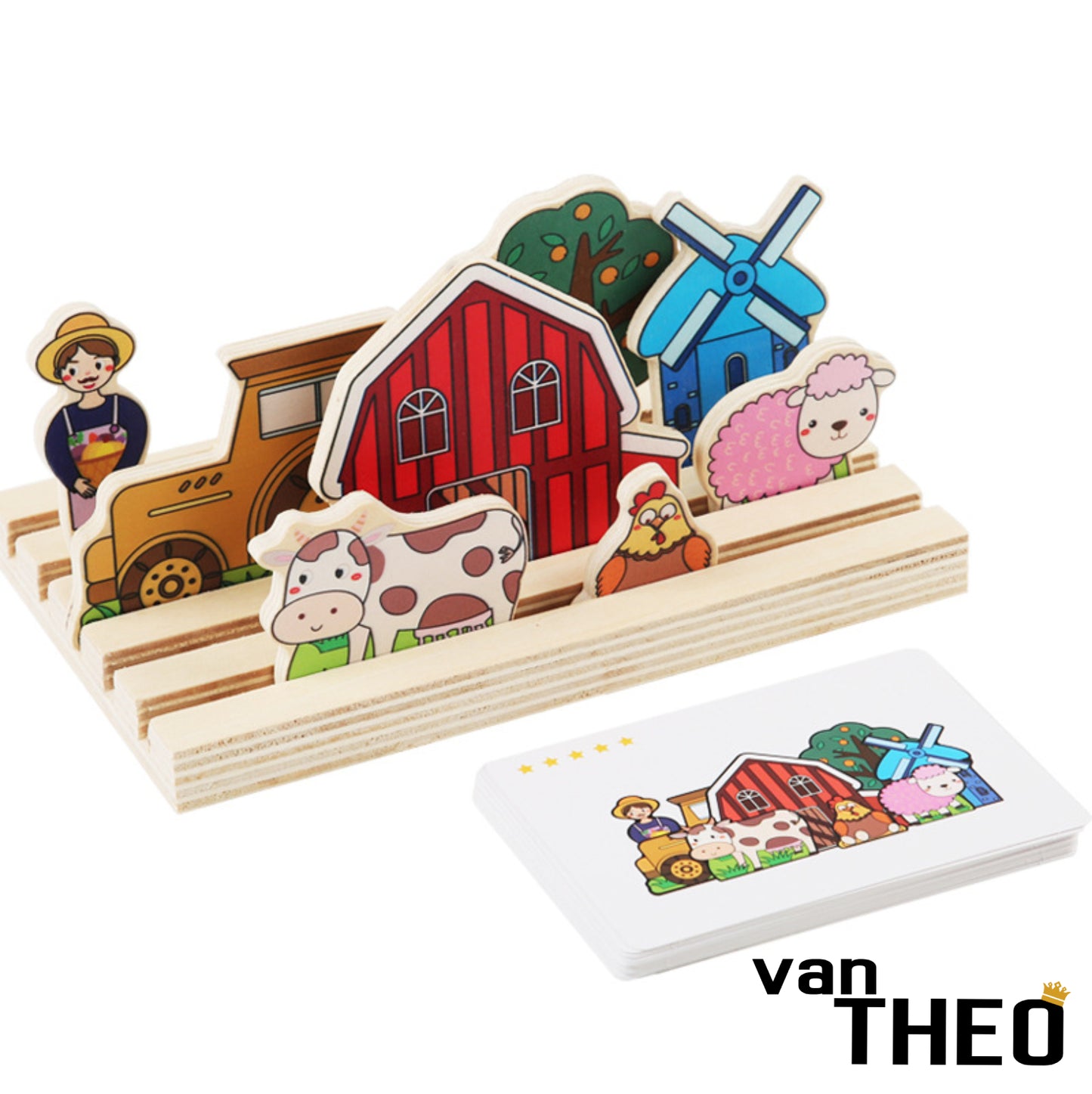 van Theo® Diepte Puzzel - de Boerderij - Houten Puzzel - Smartgames - Speelgoed 3 jaar