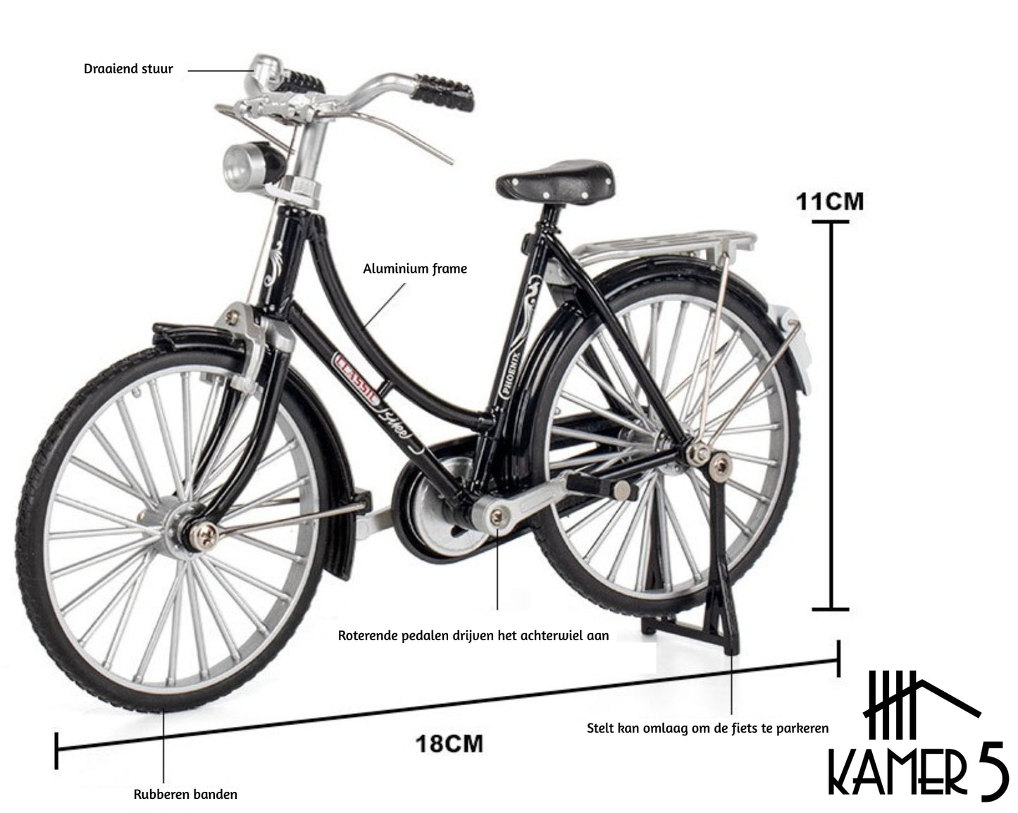 Kamer 5® Modelbouw Fiets - Damesfiets Zwart