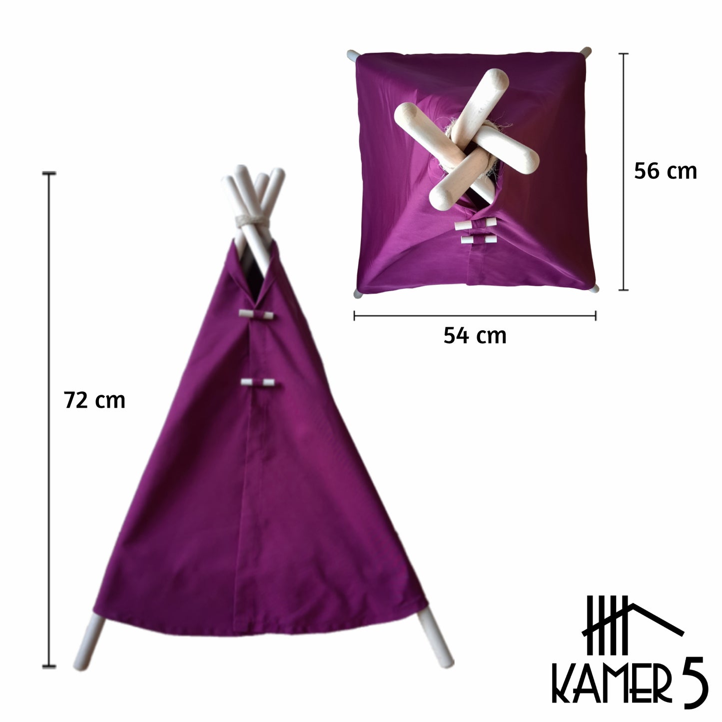 Kattenmand Oxford Luxury Tipi Tent - Kattenbed Aubergine-Paars