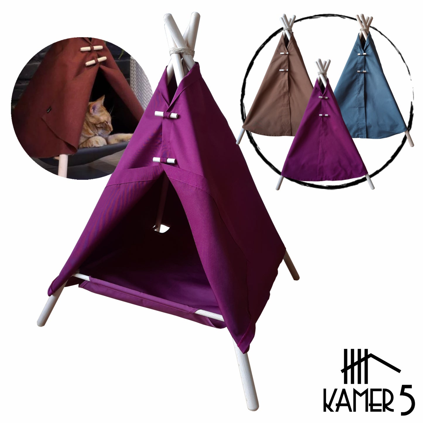 Kattenmand Oxford Luxury Tipi Tent - Kattenbed Antraciet-Grijs